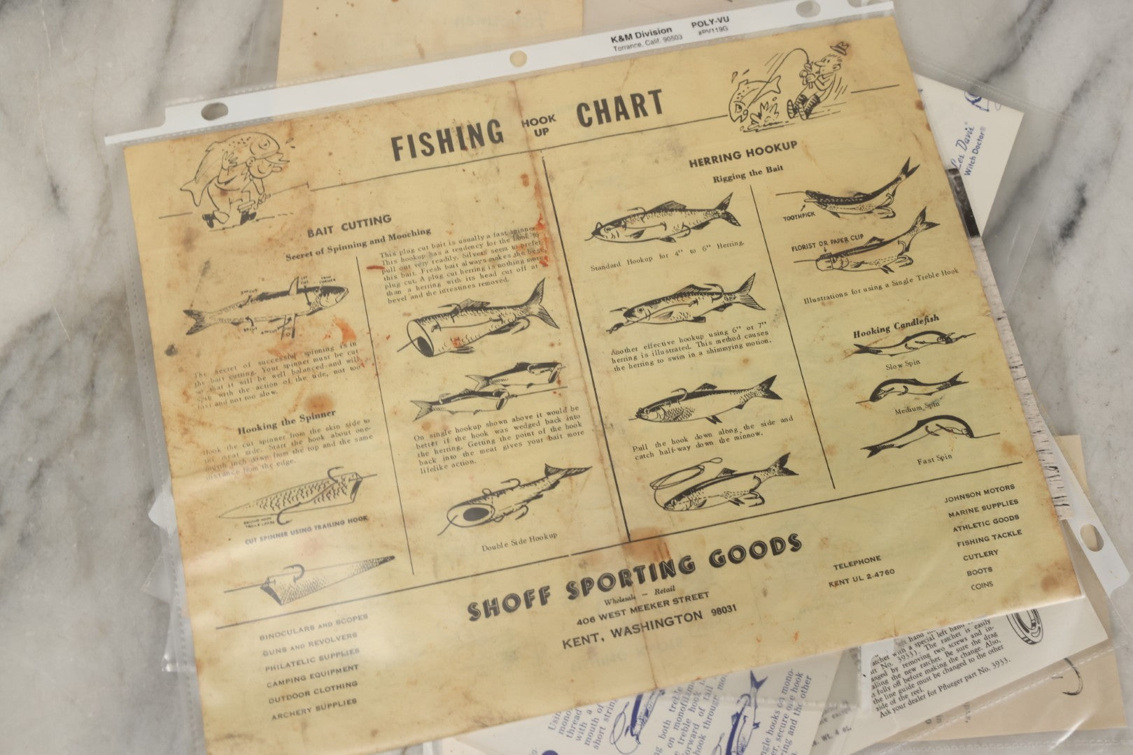 Lot 212 - Grouping Of Vintage Fishing Ephemera Including Pflueger Reel Advertisements And Booklets, "The Nitty Gritty Of Steelhead Fishing" By Dan Stair For Luhr Jensen & Sons, And Shoff Sporting Goods Chart, Kent, Washington