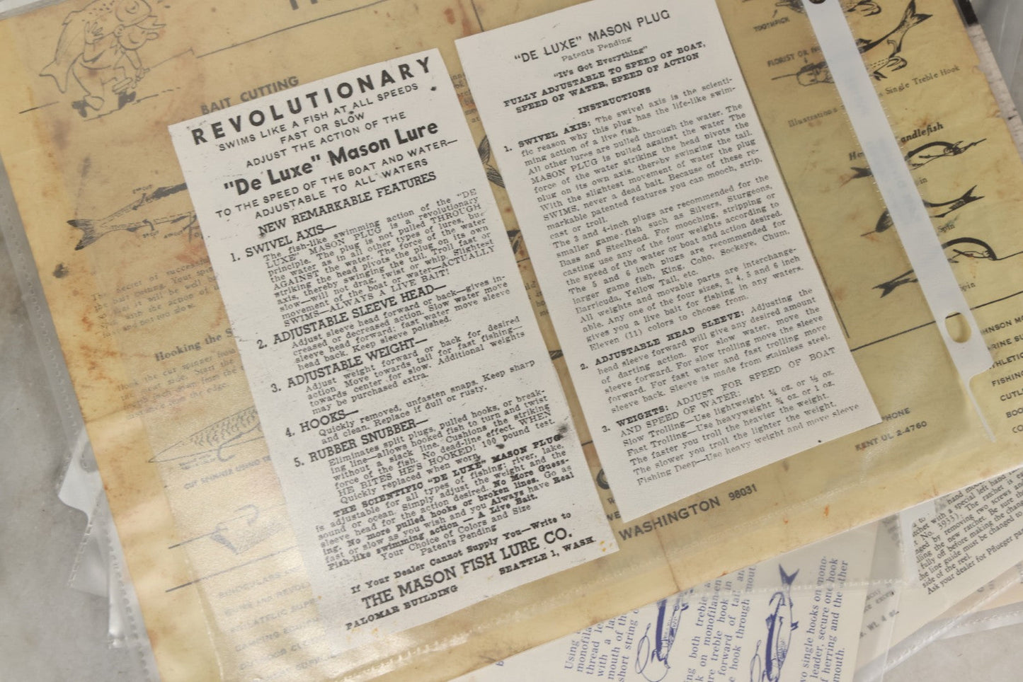 Lot 212 - Grouping Of Vintage Fishing Ephemera Including Pflueger Reel Advertisements And Booklets, "The Nitty Gritty Of Steelhead Fishing" By Dan Stair For Luhr Jensen & Sons, And Shoff Sporting Goods Chart, Kent, Washington