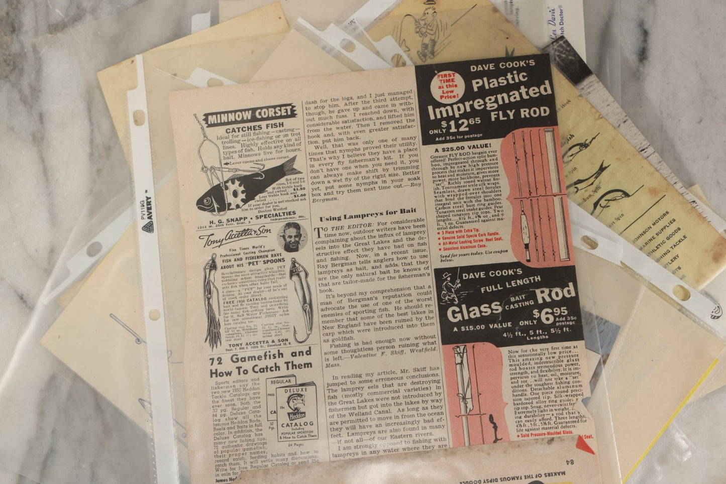 Lot 212 - Grouping Of Vintage Fishing Ephemera Including Pflueger Reel Advertisements And Booklets, "The Nitty Gritty Of Steelhead Fishing" By Dan Stair For Luhr Jensen & Sons, And Shoff Sporting Goods Chart, Kent, Washington
