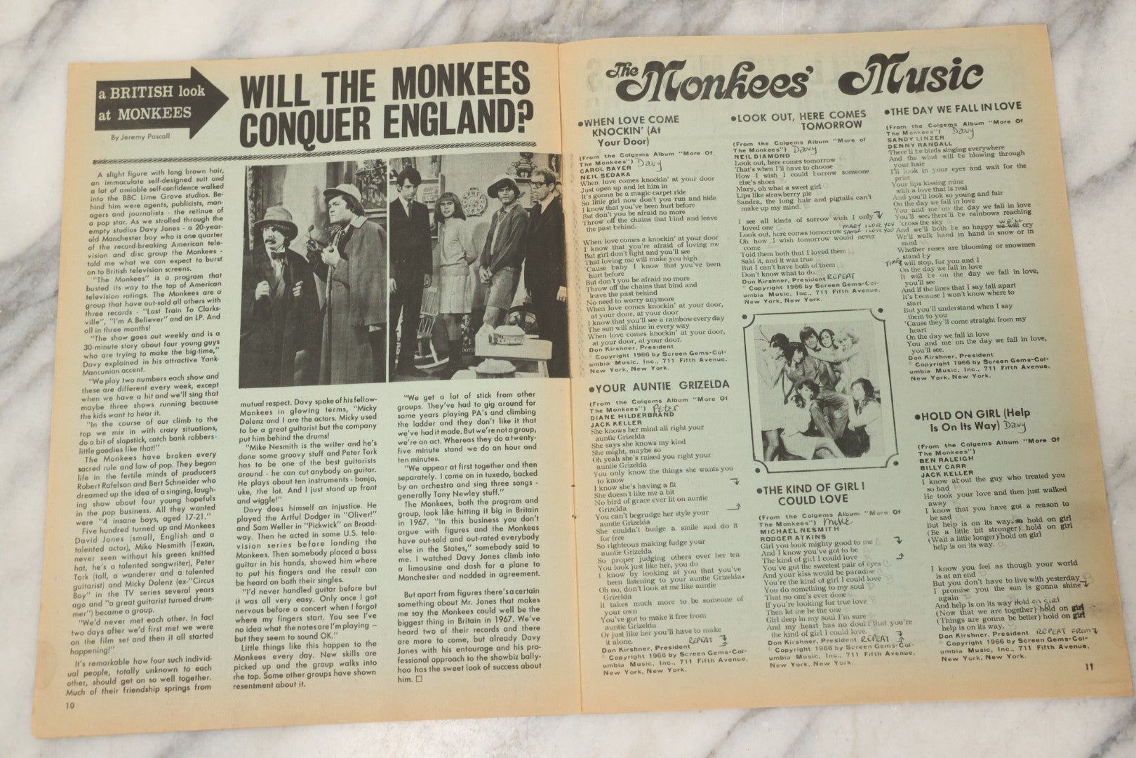Lot 214 - Pair Of Vintage Charlton Publication Magazines Including "Monkees" (1967) And "Rock And Roll Songs" (1957) Featuring Billy Ward And The Dominoes, Ricky Nelson, And The Everly Brothers
