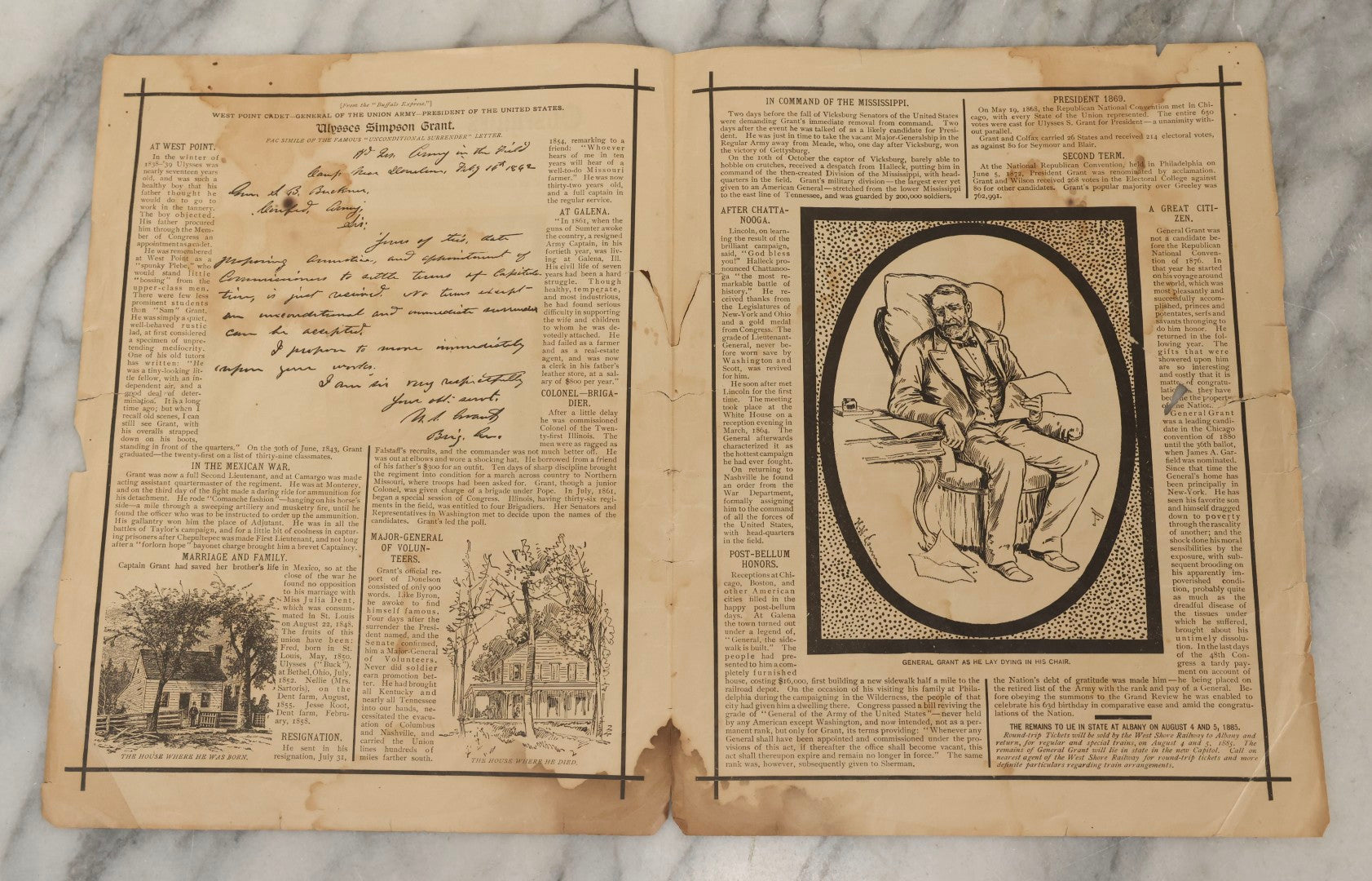 Lot 219 - Antique Broadside "Obsequies Of Gen'l U.S. Grant," Announcing Funeral Ceremonies And Public Mourning In New-York City, August 6–8, 1885, Matthews, Northrup & Co., Art-Printing Works, Buffalo, New York