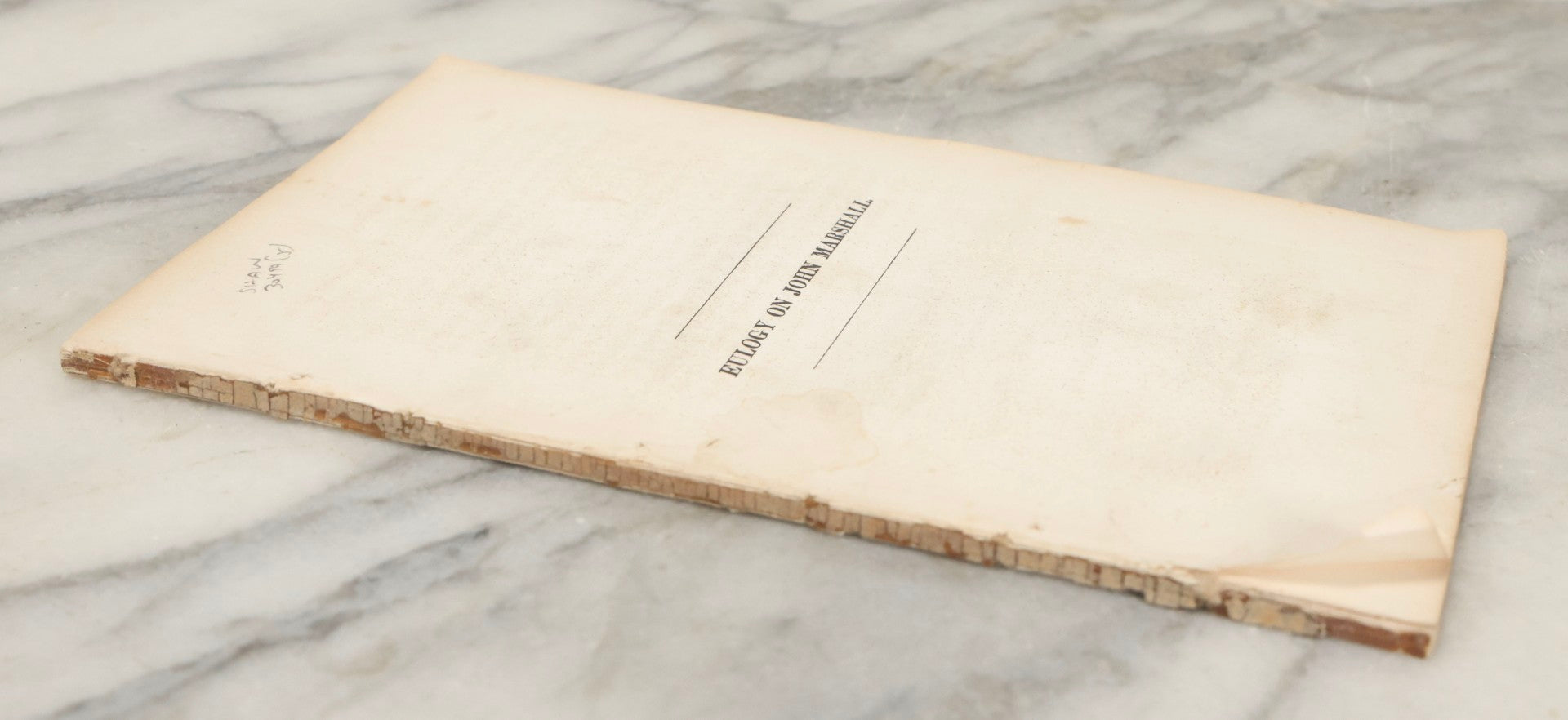 Lot 220 - “An Eulogy On The Life And Character Of John Marshall, Chief Justice Of The Supreme Court Of The United States” Antique Book By Horace Binney, Printed By J. Crissy & G. Goodman, Philadelphia, 1835