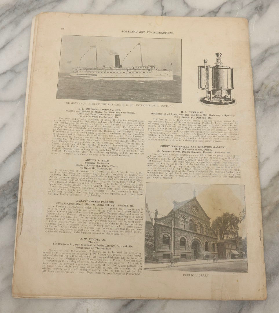 Lot 222 - Antique Illustrated Photo And Advertisement Booklet “Portland, Maine And Its Attractions,” Published By Geo. W. Richardson, New York