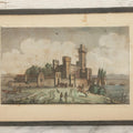 Lot 223 - Antique Hand-Colored Engraving Scaligera Castle, Sirmione, Lake Garda, Italy, Circa Early 19th Century, Mounted Behind Glass With Backing Board And Sealing Tape Border