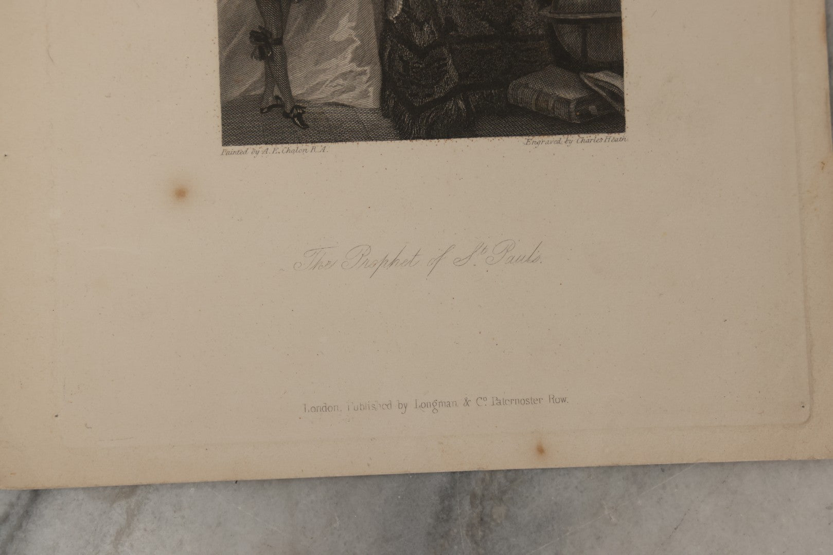 Lot 225 - Antique Engraving “The Prophet Of St. Paul's” By A.E. Chalon, R.A., Engraved By Charles Heath, Published By Longman & Co., London, Early 19th Century, Unframed