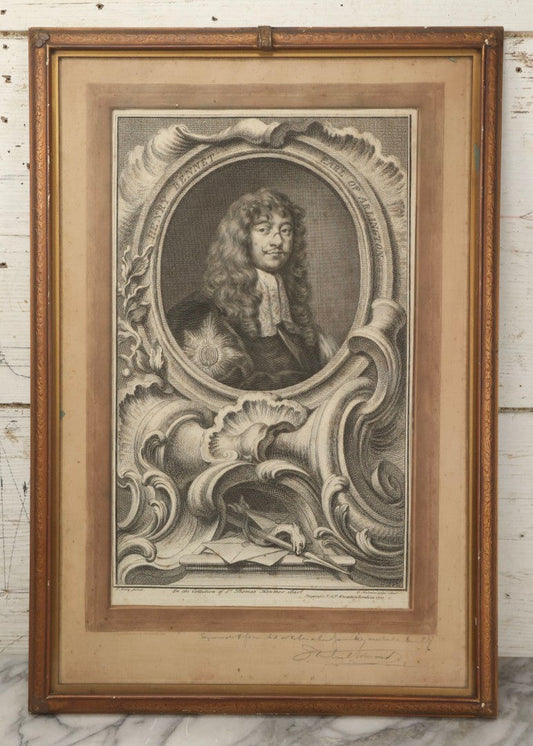Lot 230 - Antique Engraving “Henry Bennet, Earl Of Arlington,” After Peter Lely, Engraved By Jacob Houbraken, Published By J. & P. Knapton, London, 1739, From The Collection Of Sir Thomas Hanmer, Baronet, 14-1/4" x 20-1/2"