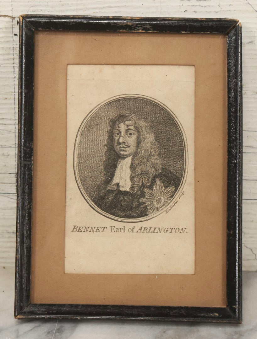 Lot 231 - Antique Engraving “Henry Bennet, Earl Of Arlington,” After Peter Lely, Engraved By Jacob Houbraken, Early Edition Variant, Flipped Orientation, 5-1/2" x 7-1/2"
