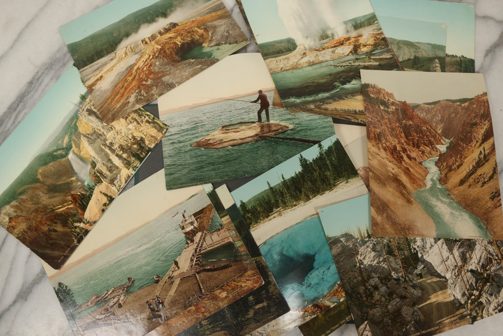 Lot 238 - Antique “Postal Cards” Scrapbook Album Containing Yellowstone Photographs, Postcards, And Ephemera Including Large-Format 1898–1902 Prints By Detroit Photographic Co., Ward's Postal Card Album, Boston, Massachusetts
