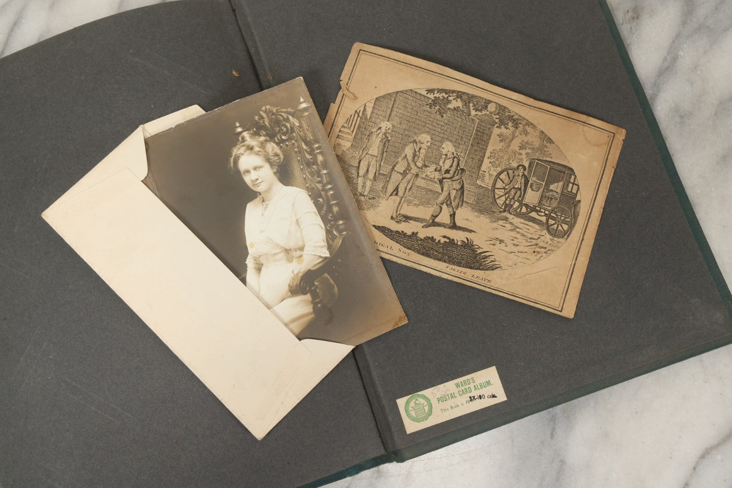 Lot 238 - Antique “Postal Cards” Scrapbook Album Containing Yellowstone Photographs, Postcards, And Ephemera Including Large-Format 1898–1902 Prints By Detroit Photographic Co., Ward's Postal Card Album, Boston, Massachusetts