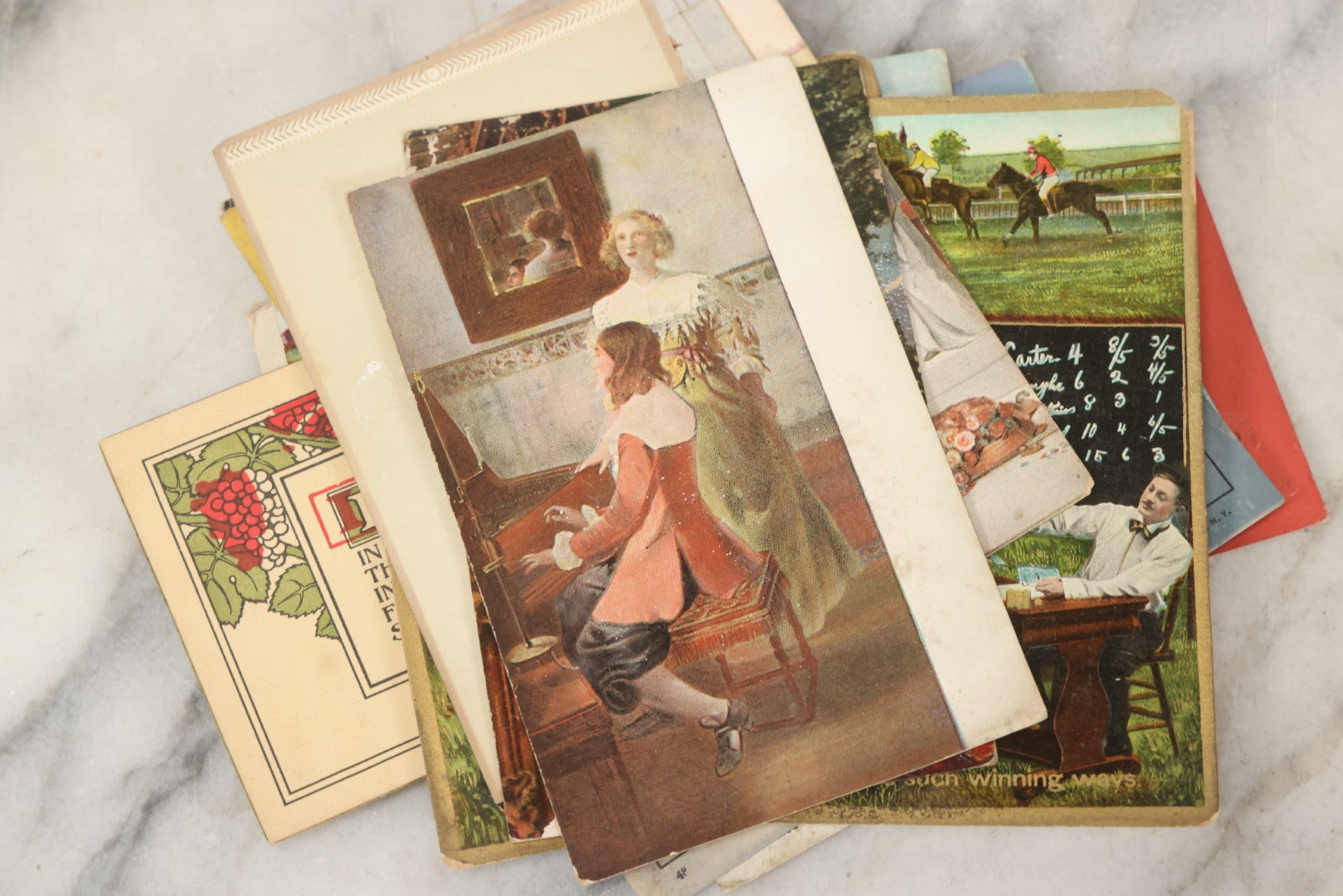 Lot 244 - Grouping Of 18 Antique And Vintage Comic And Romantic Postcards And More, Including Two Postcards With Embossed Lettering