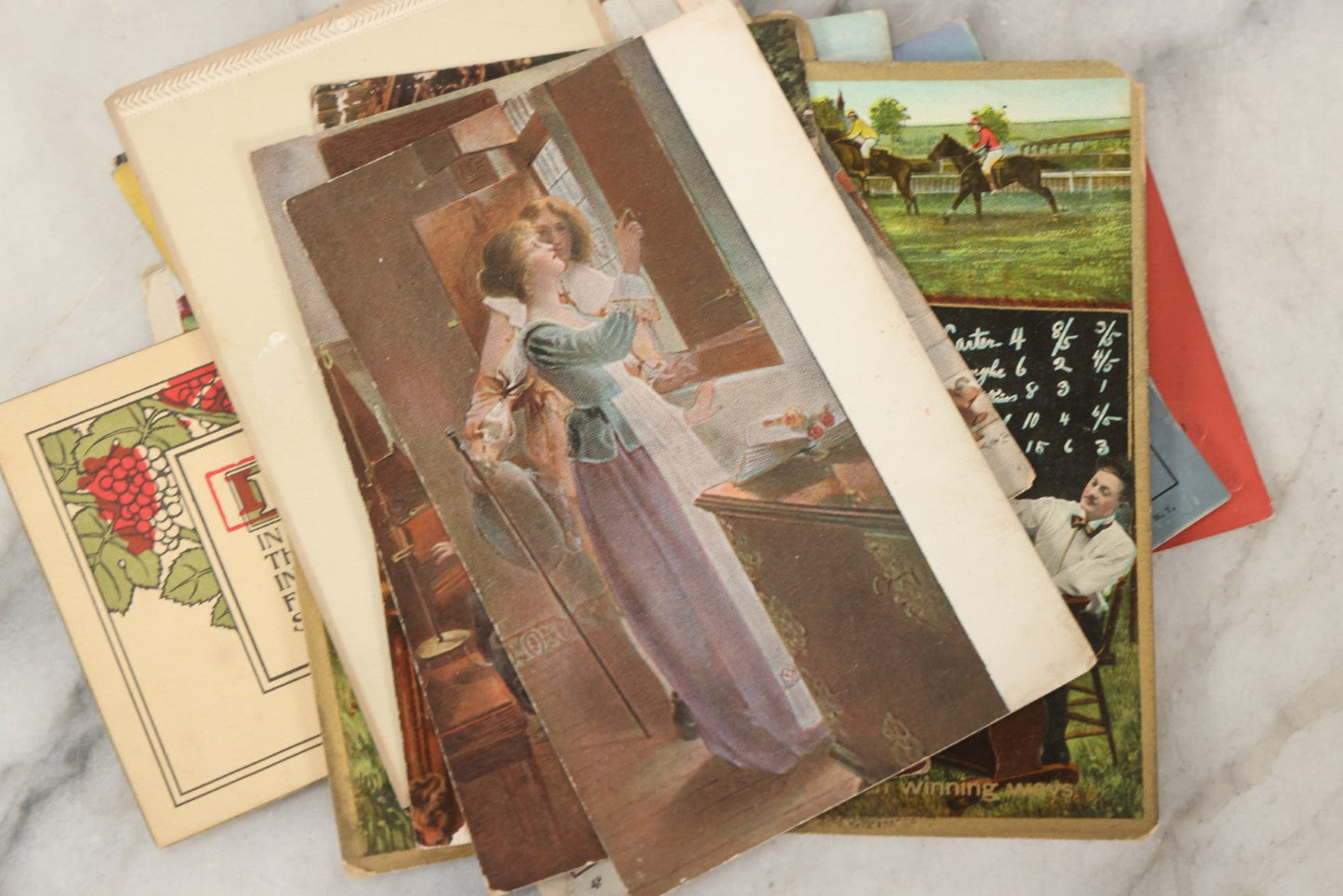 Lot 244 - Grouping Of 18 Antique And Vintage Comic And Romantic Postcards And More, Including Two Postcards With Embossed Lettering