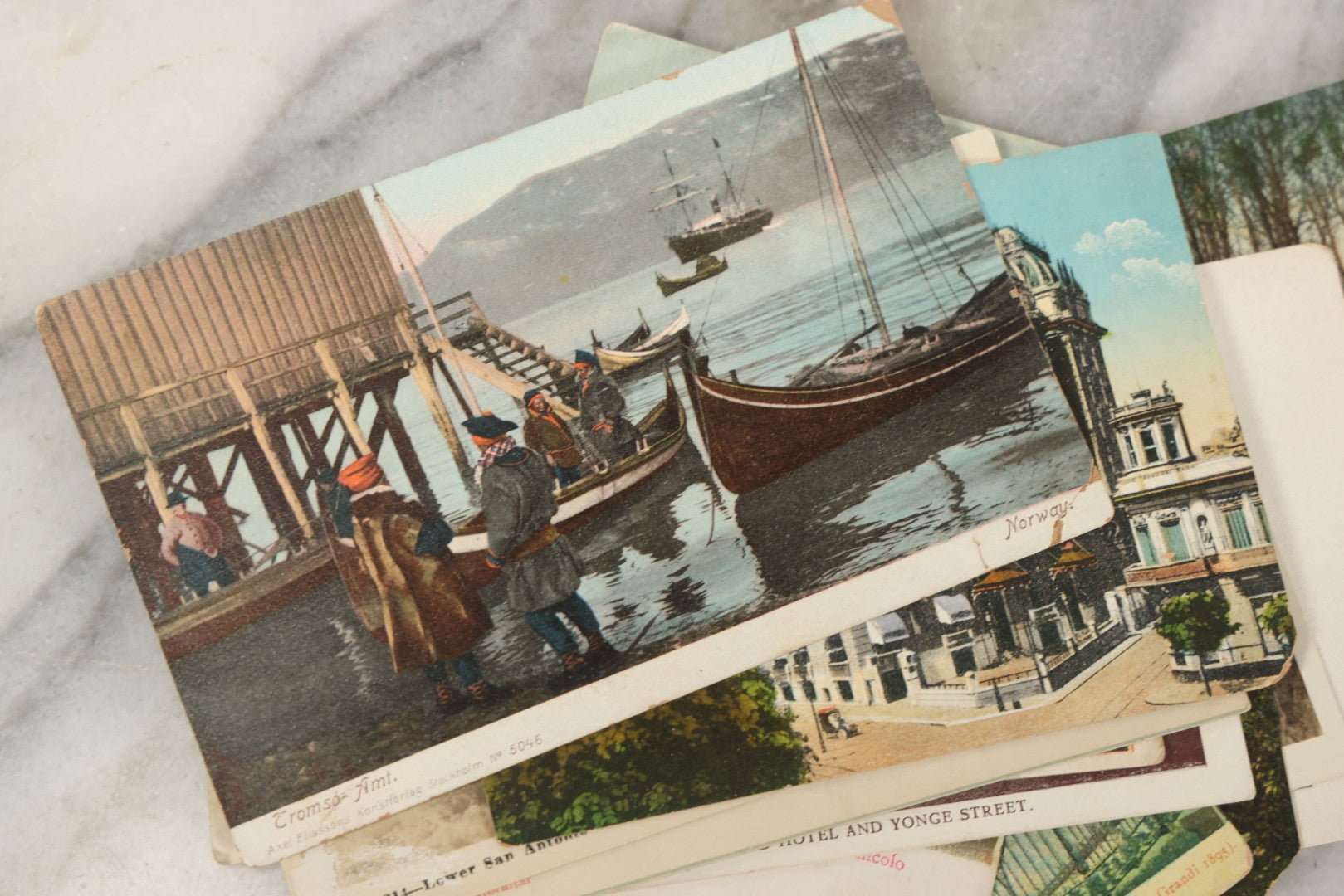 Lot 245 - Grouping Of 18 Antique And Vintage Travel Postcards, Three Featuring Camp Baldy, California, Rhode Island, Italy, Gibraltar, And More