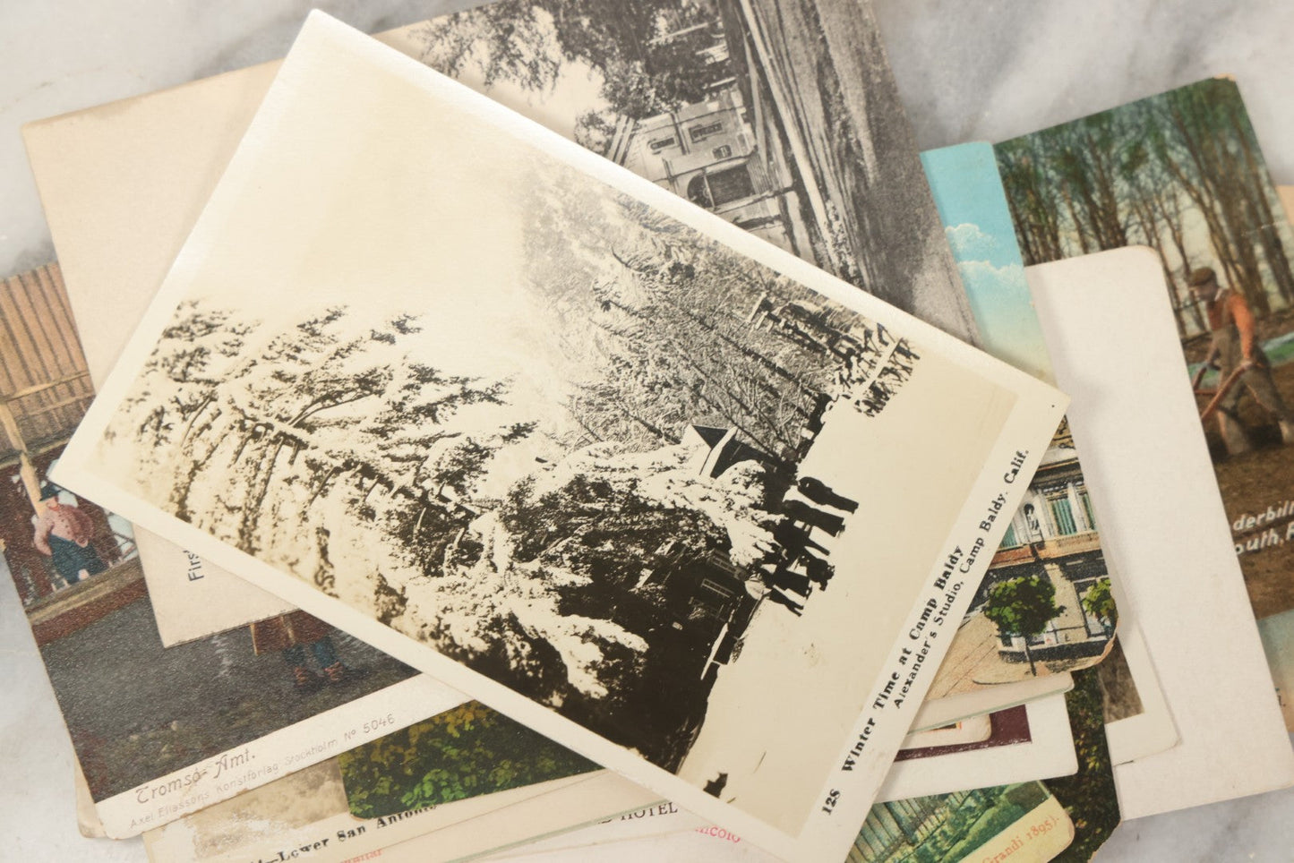 Lot 245 - Grouping Of 18 Antique And Vintage Travel Postcards, Three Featuring Camp Baldy, California, Rhode Island, Italy, Gibraltar, And More