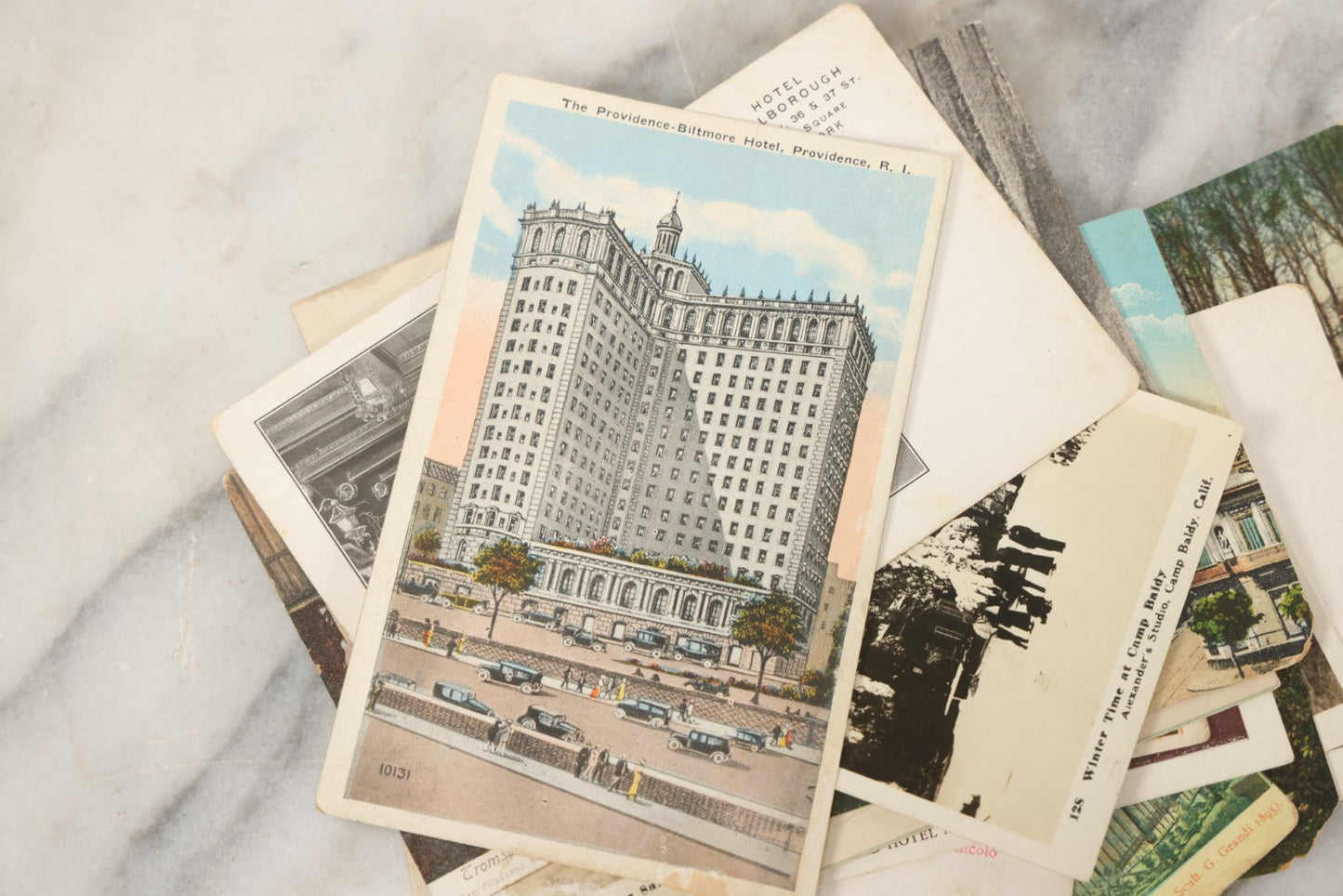 Lot 245 - Grouping Of 18 Antique And Vintage Travel Postcards, Three Featuring Camp Baldy, California, Rhode Island, Italy, Gibraltar, And More