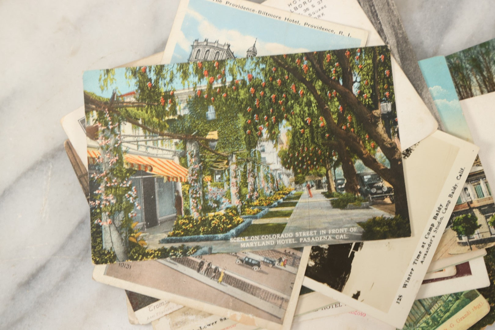 Lot 245 - Grouping Of 18 Antique And Vintage Travel Postcards, Three Featuring Camp Baldy, California, Rhode Island, Italy, Gibraltar, And More