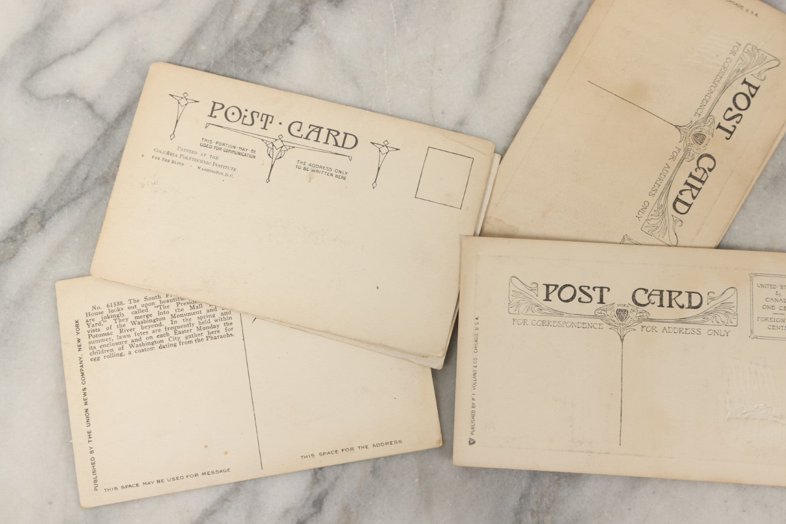 Lot 246 - Grouping Of Seven Antique And Vintage Patriotic Postcards, Including Three Copies Of "America" Poem By James Whitcomb Riley With Gilt Embossed Statue Of Liberty, Copyright 1907, Published By P.F. Volland & Co., Chicago, USA.