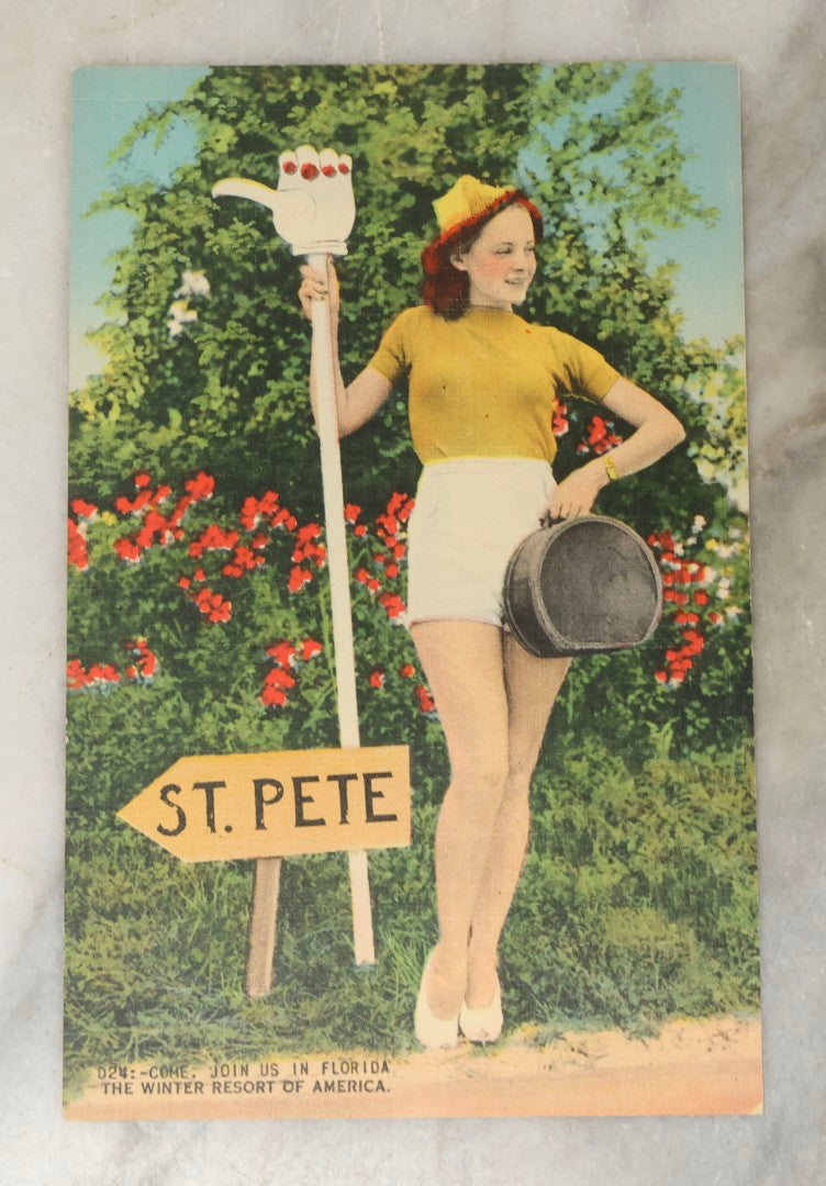 Lot 248 - Grouping Of Four Vintage Florida Linen Postcards Featuring Women, Parrots, And Tropical Scenes