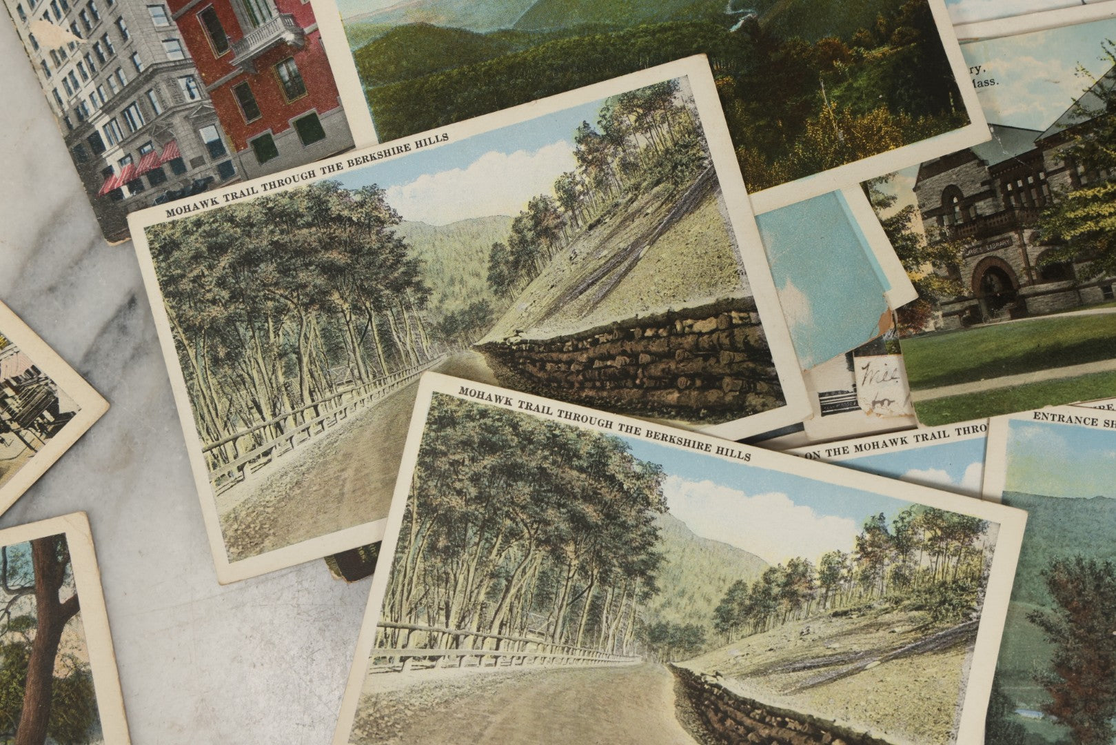 Lot 249 - Grouping Of Antique Souvenir Folders Of Mohawk Trail, Massachusetts, Springfield, Massachusetts, Gloucester, Massachusetts, And 34 Antique Postcards Of Massachusetts And Boston Buildings And Views