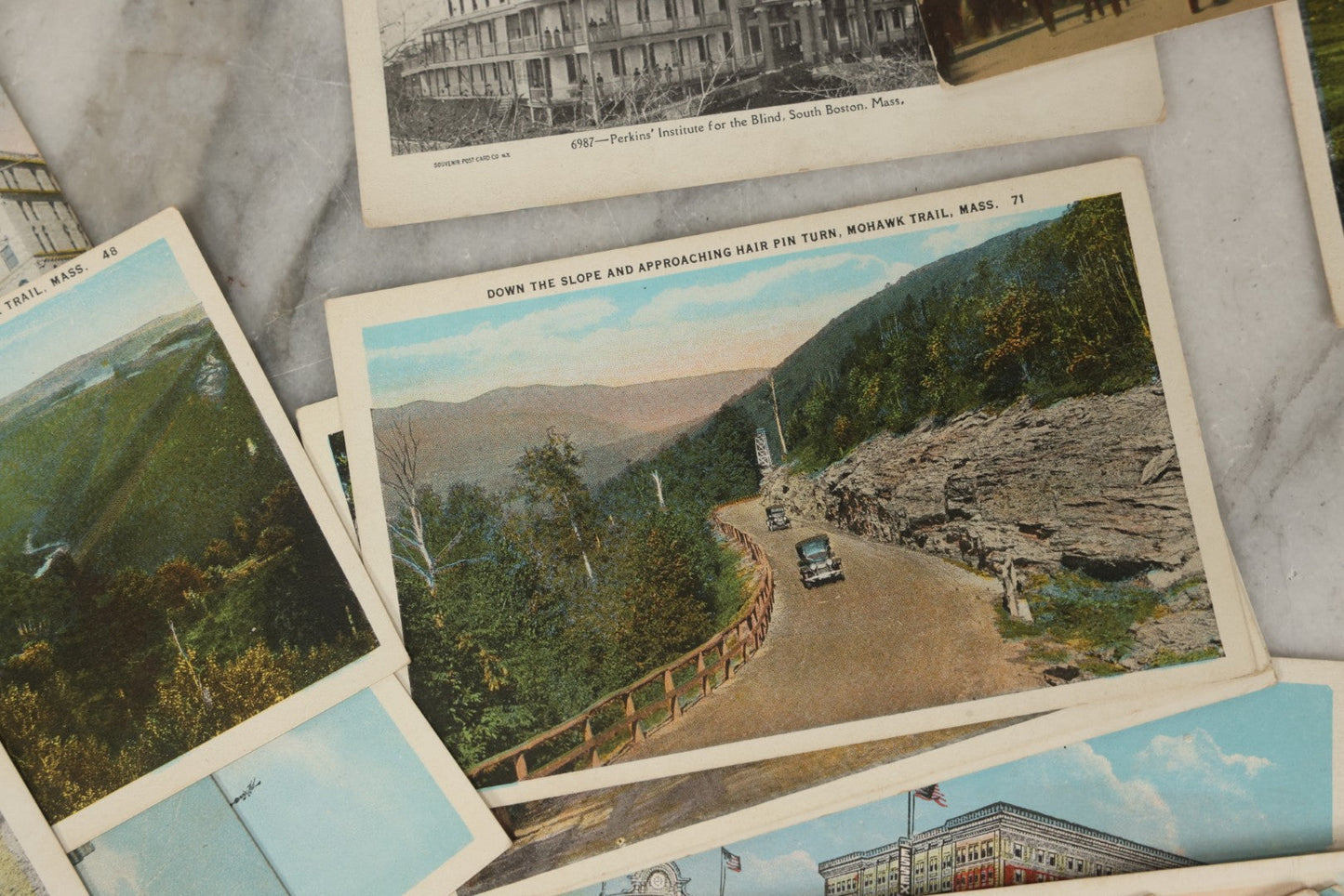 Lot 249 - Grouping Of Antique Souvenir Folders Of Mohawk Trail, Massachusetts, Springfield, Massachusetts, Gloucester, Massachusetts, And 34 Antique Postcards Of Massachusetts And Boston Buildings And Views