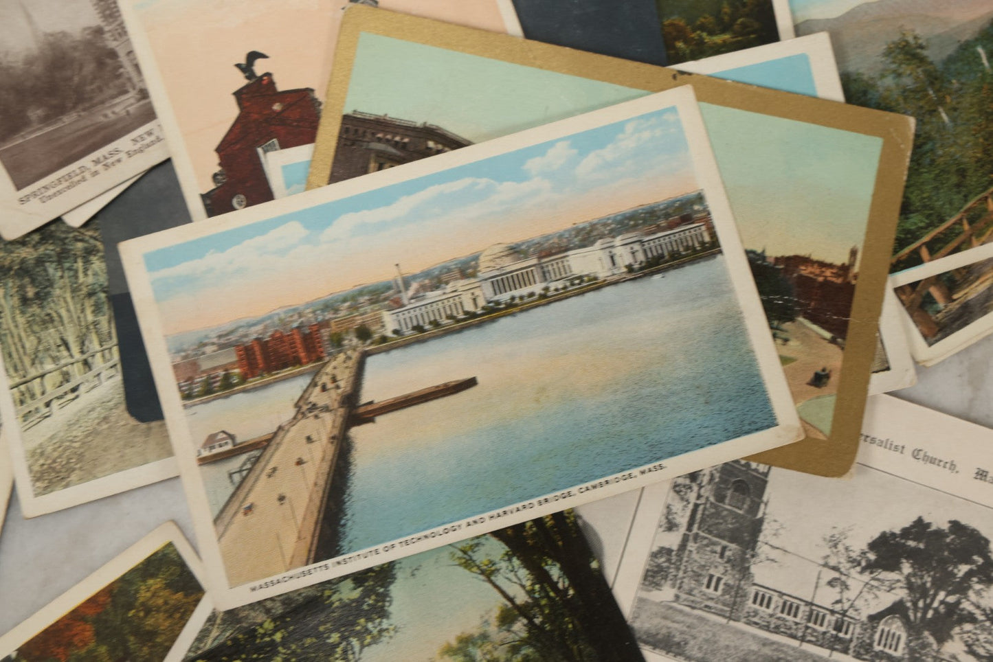 Lot 249 - Grouping Of Antique Souvenir Folders Of Mohawk Trail, Massachusetts, Springfield, Massachusetts, Gloucester, Massachusetts, And 34 Antique Postcards Of Massachusetts And Boston Buildings And Views