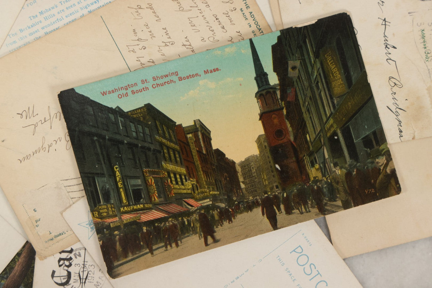 Lot 249 - Grouping Of Antique Souvenir Folders Of Mohawk Trail, Massachusetts, Springfield, Massachusetts, Gloucester, Massachusetts, And 34 Antique Postcards Of Massachusetts And Boston Buildings And Views