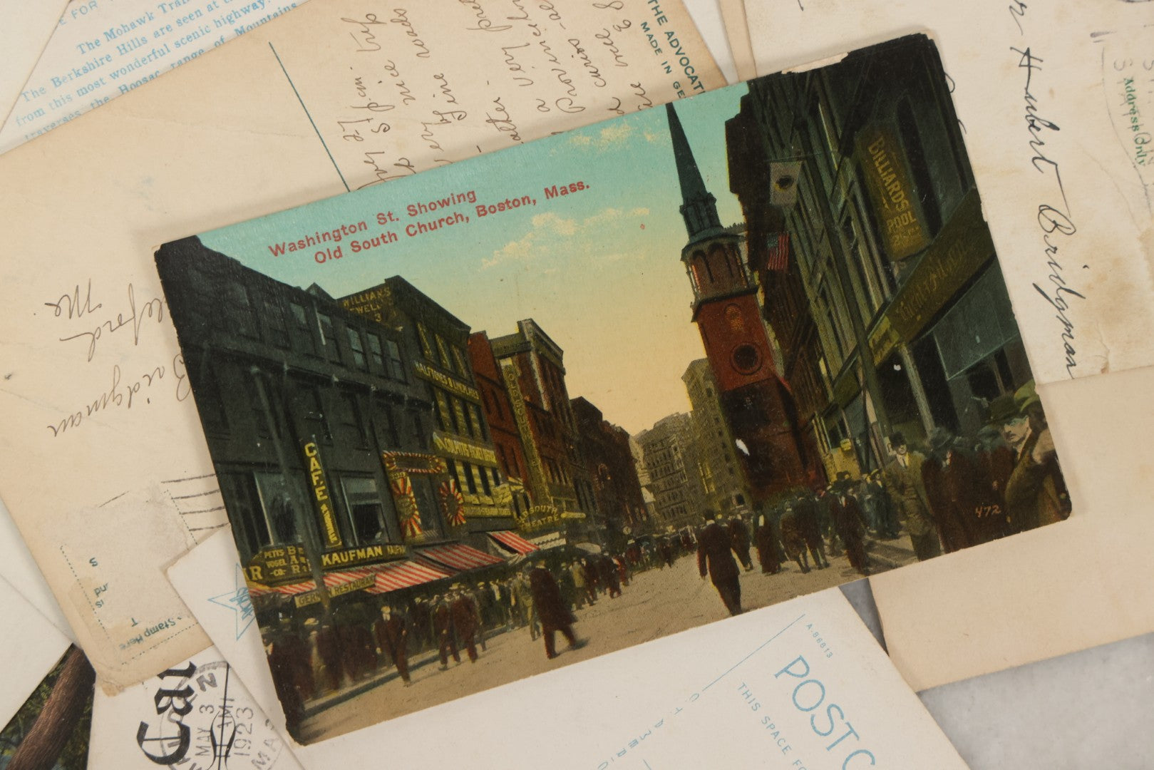 Lot 249 - Grouping Of Antique Souvenir Folders Of Mohawk Trail, Massachusetts, Springfield, Massachusetts, Gloucester, Massachusetts, And 34 Antique Postcards Of Massachusetts And Boston Buildings And Views
