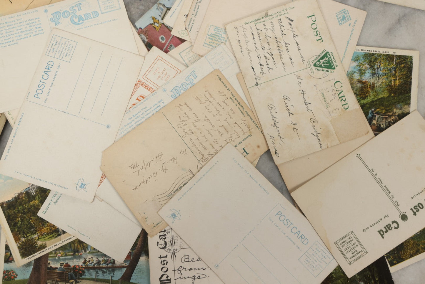 Lot 249 - Grouping Of Antique Souvenir Folders Of Mohawk Trail, Massachusetts, Springfield, Massachusetts, Gloucester, Massachusetts, And 34 Antique Postcards Of Massachusetts And Boston Buildings And Views