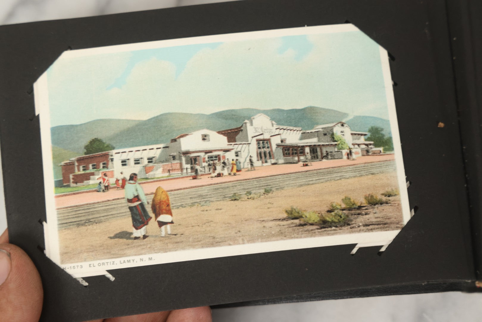 Lot 253 - Antique "Post Cards" Black Postcard Album With Gilt Title On Cover, Containing 27 Vintage Souvenir Postcards Of America