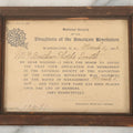 Lot 256 - Antique Framed Daughters Of The American Revolution D.A.R. Membership Certificate Issued To Mrs. Bertha Phelps Smith, Signed By Marie Milkinson Hopkins, March 5, 1913