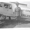 Lot 257 - Grouping Of Three Pieces Of Vintage Aviation Ephemera Including North American Aviation Employee Id Badge For John C. Behan And Two Celluloid Negatives Depicting "Old Colony Airways Corp Dealers" Aircraft And Pilot
