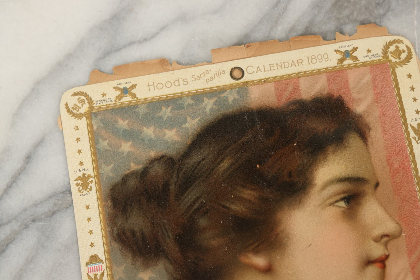 Lot 258 - Pair Of Antique Ephemera Pieces Including Hood's Sarsaparilla 1899 “The American Girl” Advertising Calendar And Partial 1839 “Brown's Improved Almanack, Pocket Memorandum, And Account Book,” Boston