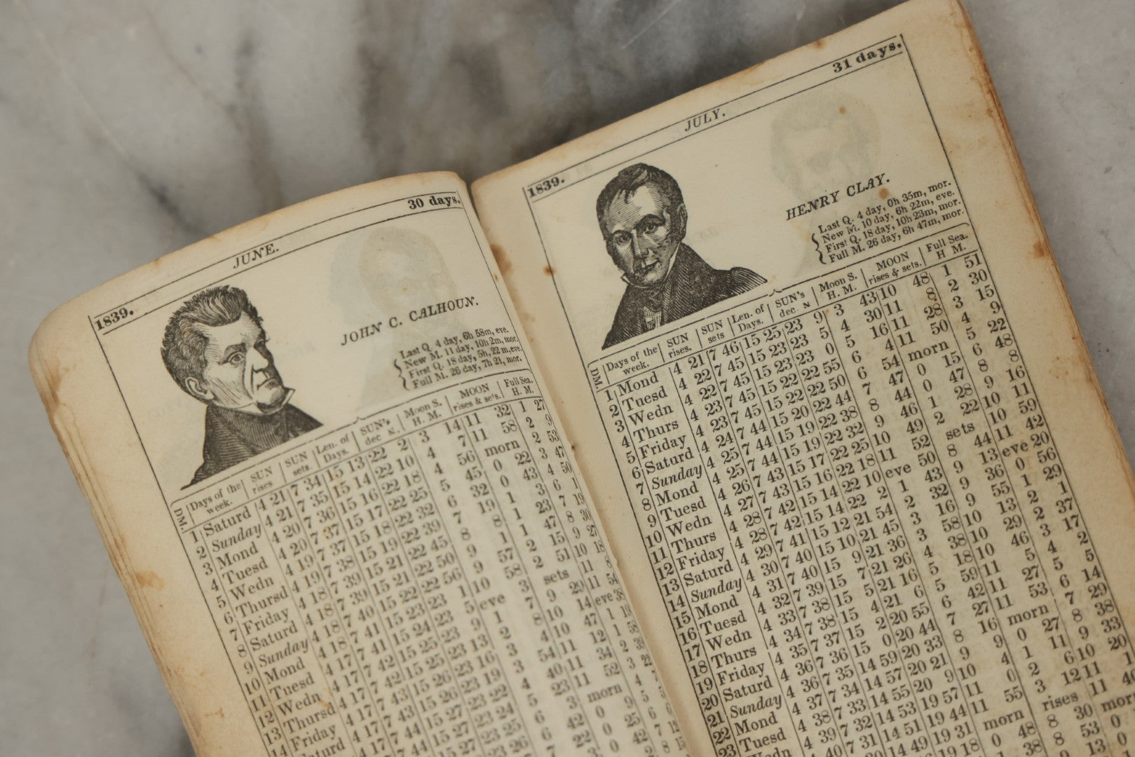 Lot 258 - Pair Of Antique Ephemera Pieces Including Hood's Sarsaparilla 1899 “The American Girl” Advertising Calendar And Partial 1839 “Brown's Improved Almanack, Pocket Memorandum, And Account Book,” Boston