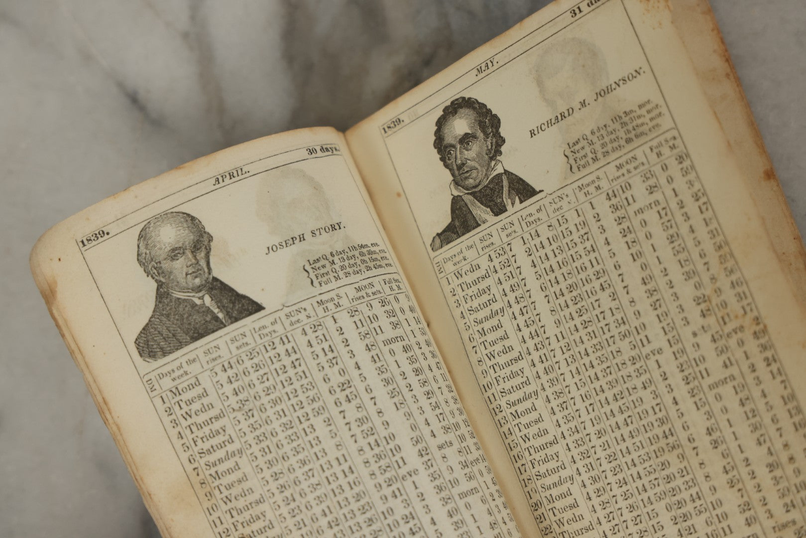 Lot 258 - Pair Of Antique Ephemera Pieces Including Hood's Sarsaparilla 1899 “The American Girl” Advertising Calendar And Partial 1839 “Brown's Improved Almanack, Pocket Memorandum, And Account Book,” Boston