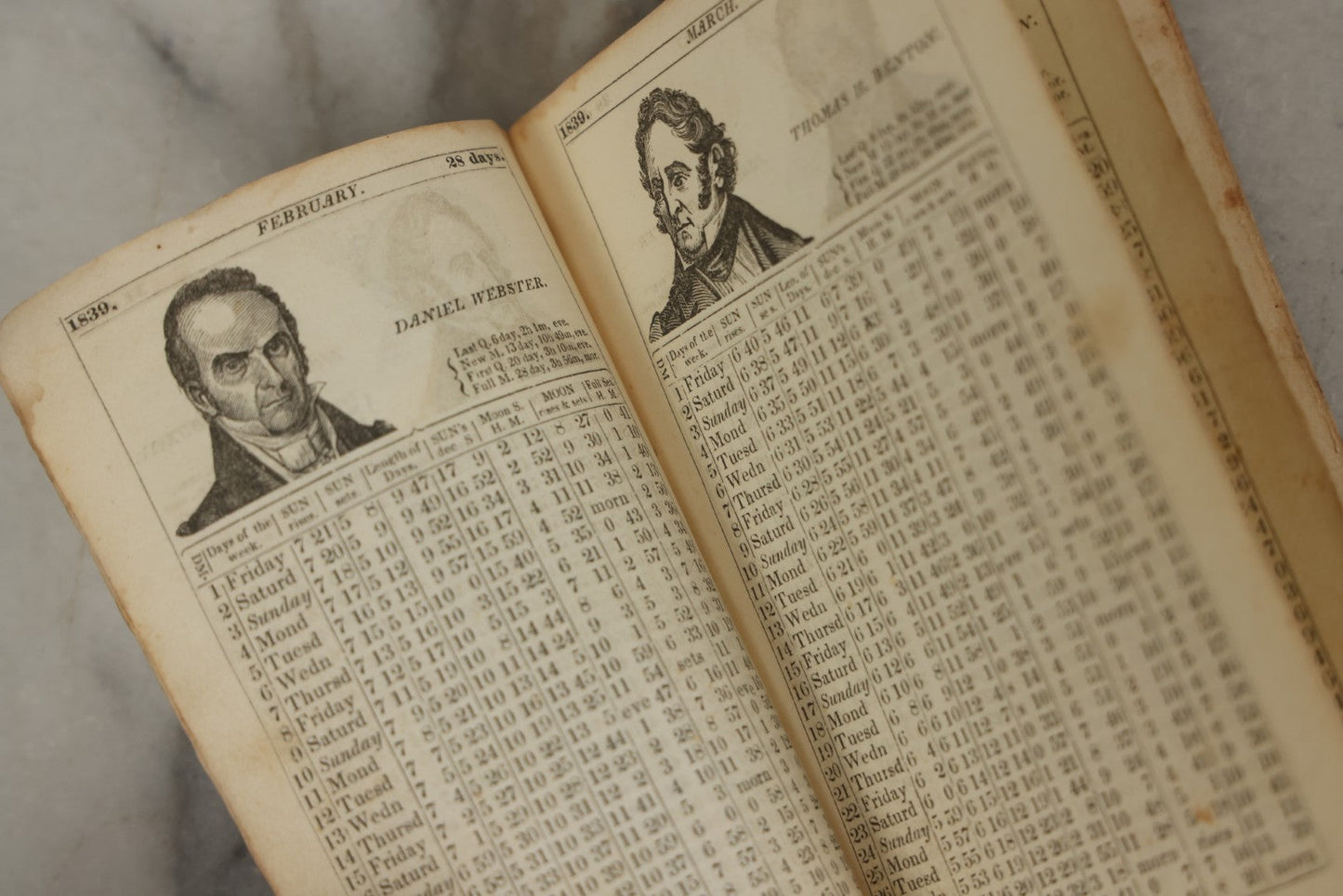 Lot 258 - Pair Of Antique Ephemera Pieces Including Hood's Sarsaparilla 1899 “The American Girl” Advertising Calendar And Partial 1839 “Brown's Improved Almanack, Pocket Memorandum, And Account Book,” Boston