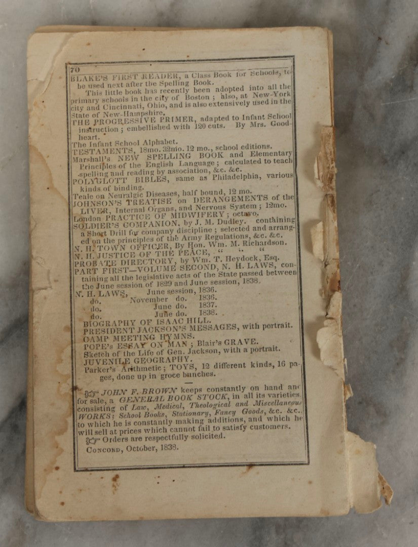 Lot 258 - Pair Of Antique Ephemera Pieces Including Hood's Sarsaparilla 1899 “The American Girl” Advertising Calendar And Partial 1839 “Brown's Improved Almanack, Pocket Memorandum, And Account Book,” Boston