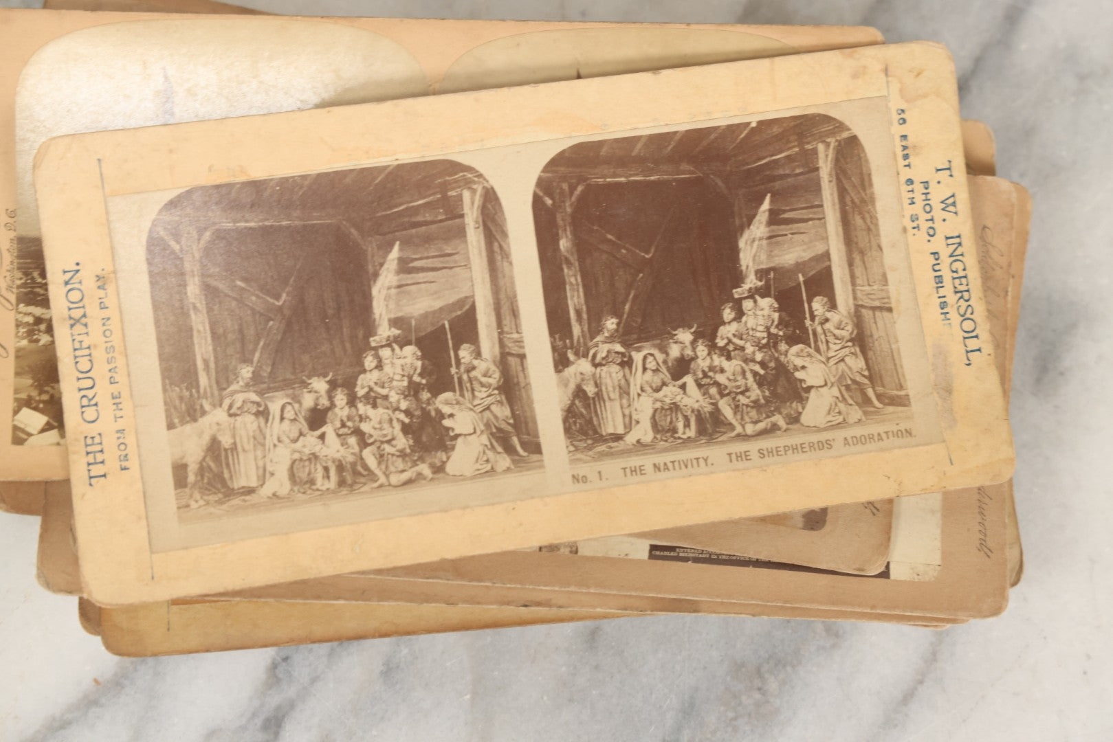 Lot 261 - Grouping Of 14 Antique Stereocards, Including "But Papa Came Home Unexpectedly" And "Took A Friend Home To Dine," World Architecture, And More