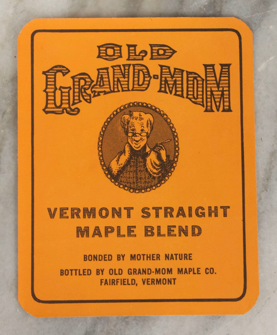 Lot 272 - Vintage New Old Stock N.O.S. "Old Grand-Mom" Vermont Straight Maple Blend Labels, Circa Mid-20th Century, Wrapped Stack Of 300–500 Unused Paper Labels