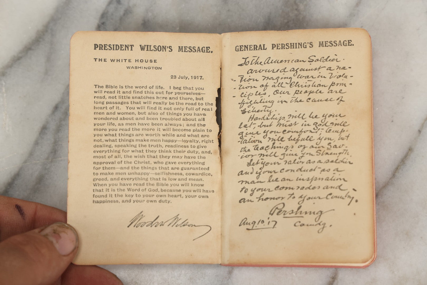Lot 274 - "Active Service Testament" Antique Miniature New Testament Book With American Flag Cover, Published By The Scripture Gift Mission And Naval And Military Bible Society, London, Circa 1917