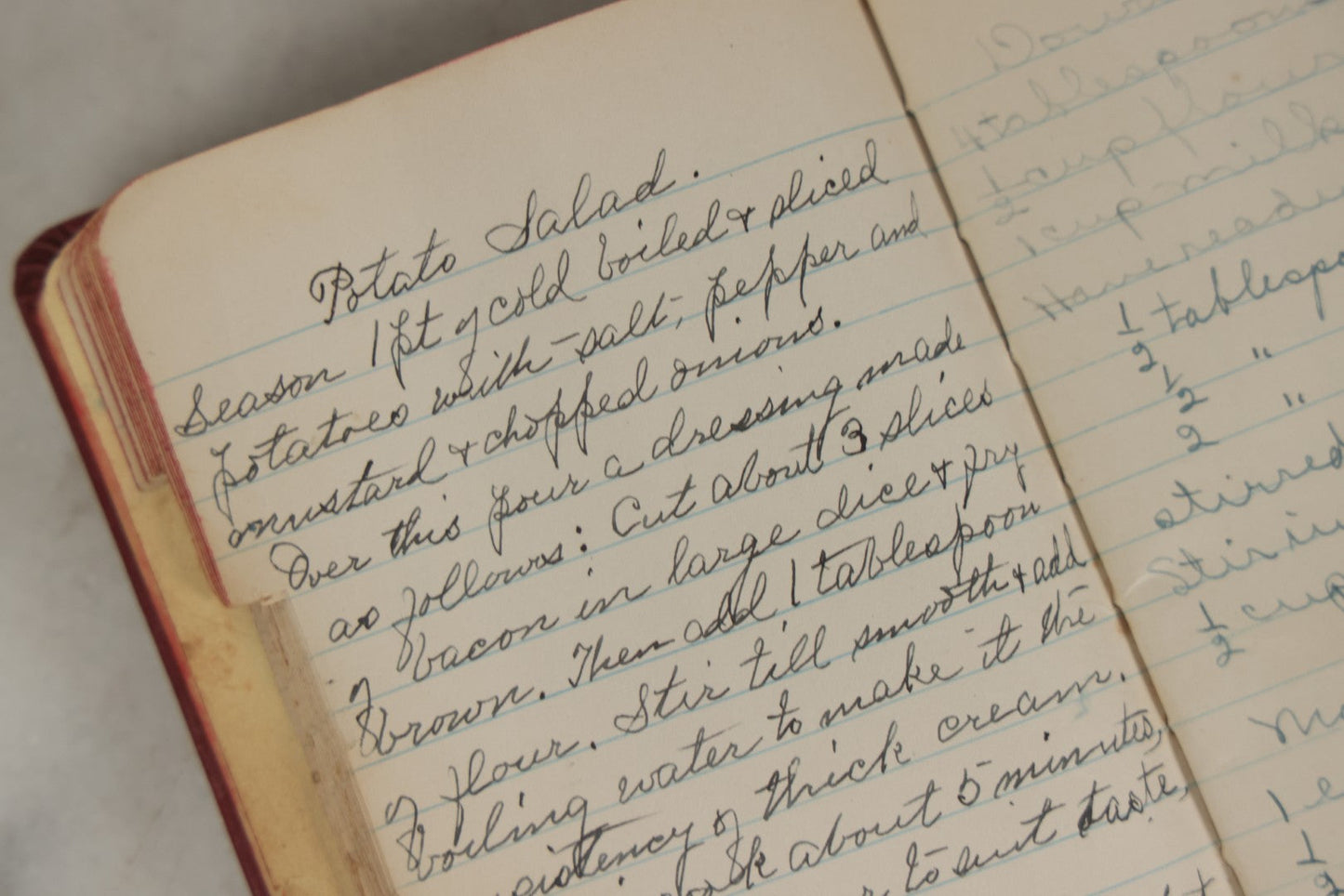 Lot 275 - Vintage Handwritten And Compiled Recipe Book With Red Plastic Binding And Hand-Cut Tabbed Pages, Containing 30+ Recipes