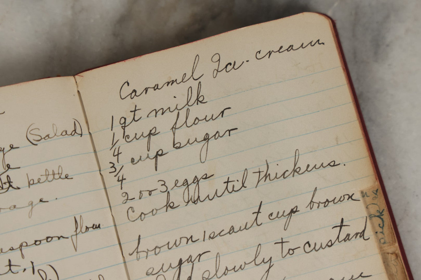 Lot 275 - Vintage Handwritten And Compiled Recipe Book With Red Plastic Binding And Hand-Cut Tabbed Pages, Containing 30+ Recipes