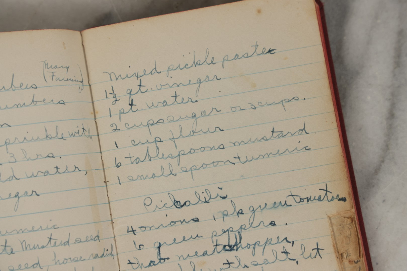 Lot 275 - Vintage Handwritten And Compiled Recipe Book With Red Plastic Binding And Hand-Cut Tabbed Pages, Containing 30+ Recipes