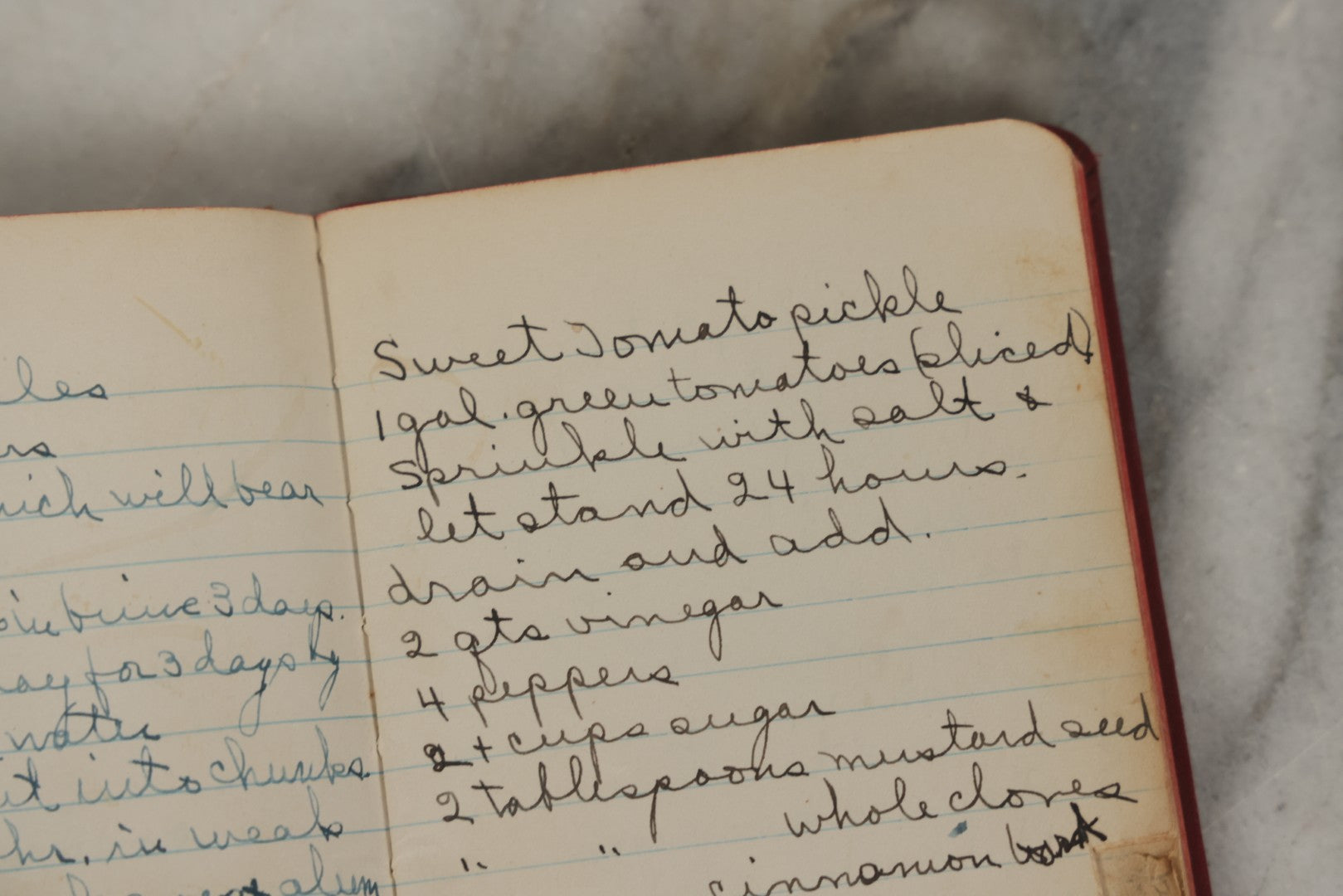 Lot 275 - Vintage Handwritten And Compiled Recipe Book With Red Plastic Binding And Hand-Cut Tabbed Pages, Containing 30+ Recipes