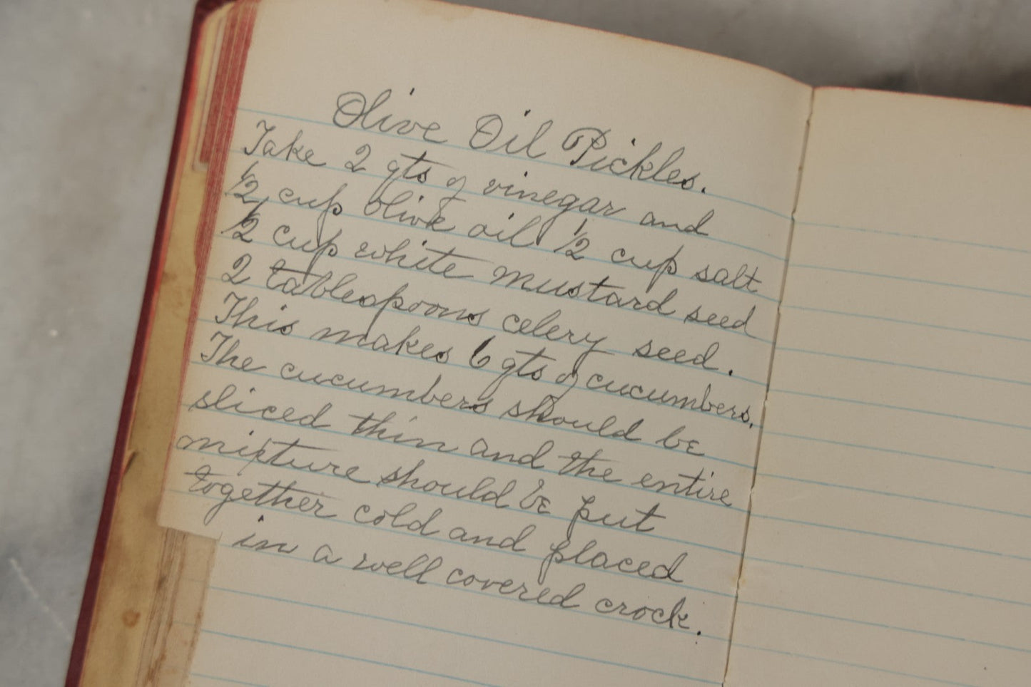 Lot 275 - Vintage Handwritten And Compiled Recipe Book With Red Plastic Binding And Hand-Cut Tabbed Pages, Containing 30+ Recipes