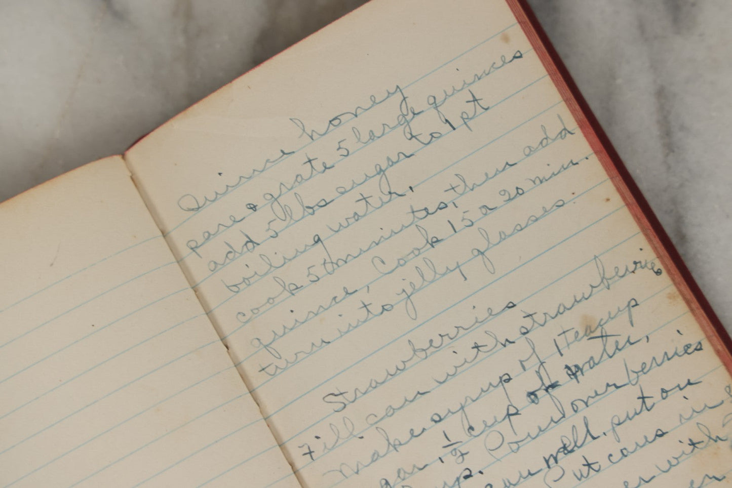 Lot 275 - Vintage Handwritten And Compiled Recipe Book With Red Plastic Binding And Hand-Cut Tabbed Pages, Containing 30+ Recipes