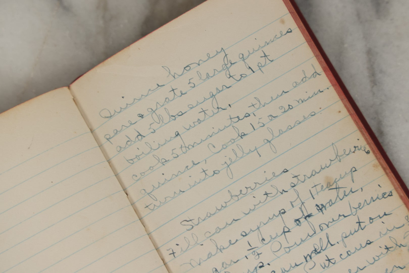 Lot 275 - Vintage Handwritten And Compiled Recipe Book With Red Plastic Binding And Hand-Cut Tabbed Pages, Containing 30+ Recipes