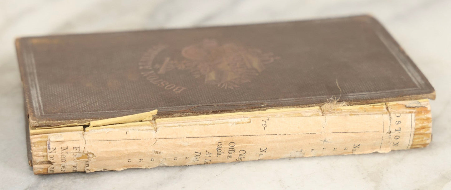 Lot 276 - "Boston Almanac 1861" Antique Illustrated Almanac Published In Boston, 1861, With Gilt Cover Design And Handwritten Monthly Memoranda, Note Poor Condition, Detached Covers