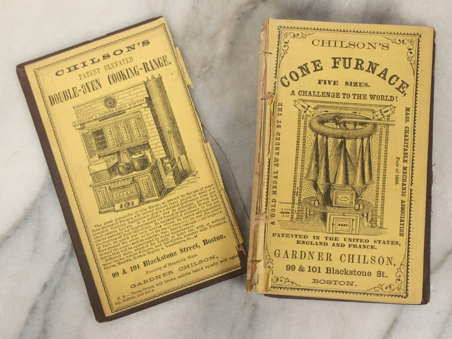 Lot 276 - "Boston Almanac 1861" Antique Illustrated Almanac Published In Boston, 1861, With Gilt Cover Design And Handwritten Monthly Memoranda, Note Poor Condition, Detached Covers