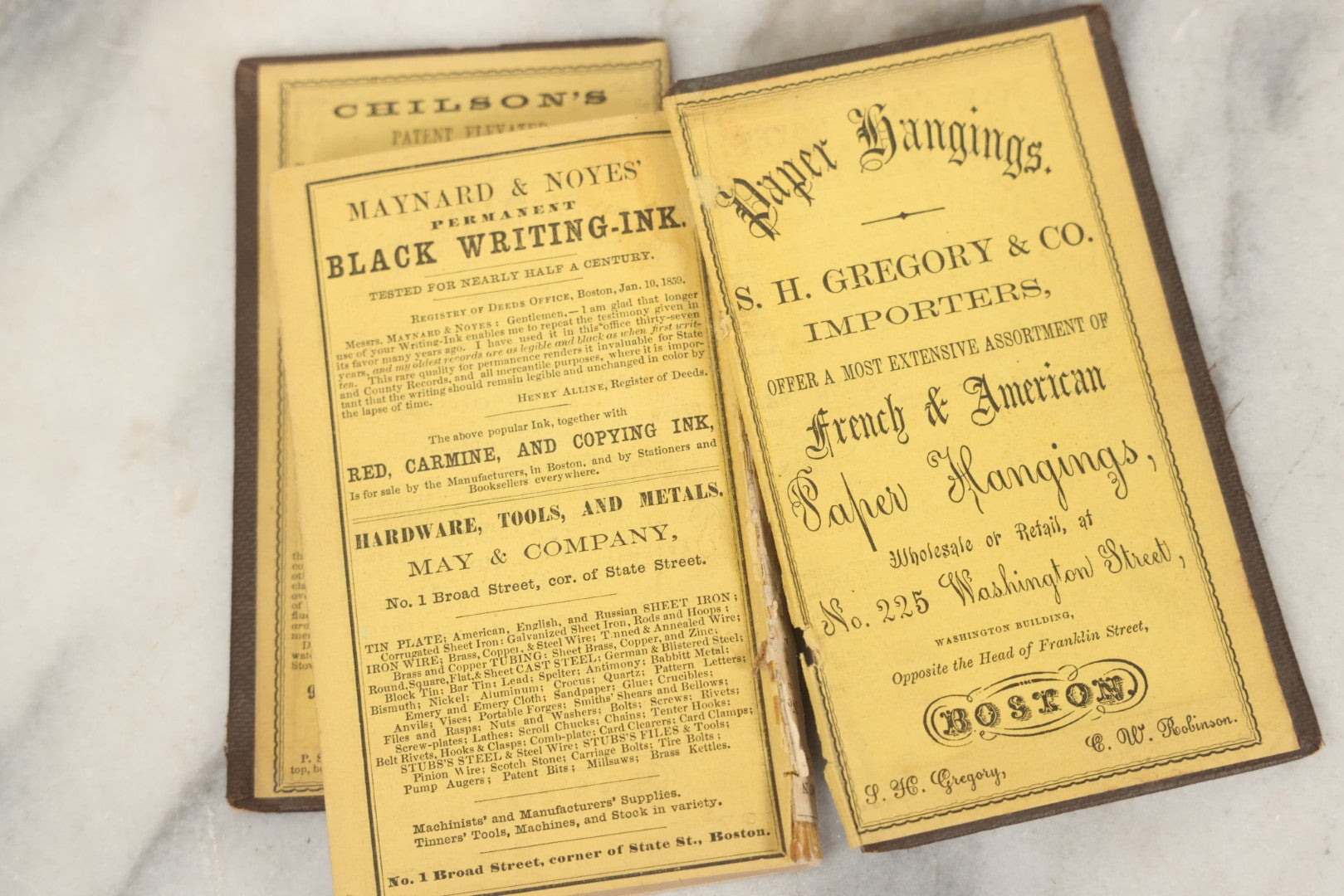 Lot 276 - "Boston Almanac 1861" Antique Illustrated Almanac Published In Boston, 1861, With Gilt Cover Design And Handwritten Monthly Memoranda, Note Poor Condition, Detached Covers