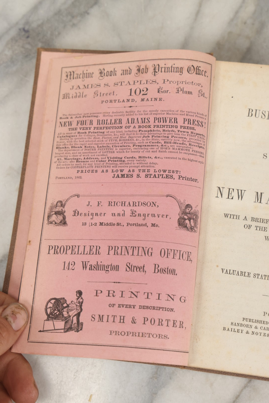 Lot 278 - "A Business Directory Of The Subscribers To The New Map Of Maine" Antique Reference Book Published By J. Chace Jr. & Co., Portland, Circa Mid To Late 19th Century