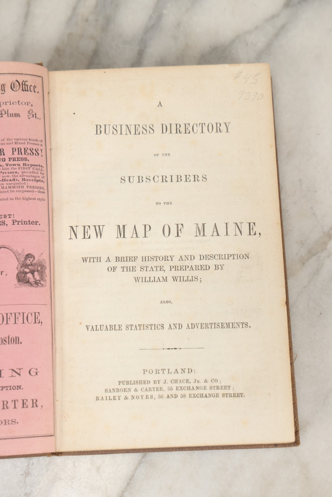 Lot 278 - "A Business Directory Of The Subscribers To The New Map Of Maine" Antique Reference Book Published By J. Chace Jr. & Co., Portland, Circa Mid To Late 19th Century